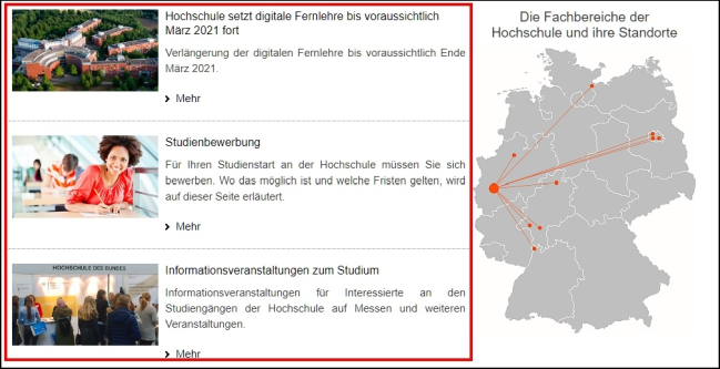 Bildausschnitt der HS Bund-Internetseite.