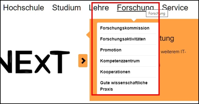 Bildausschnitt der HS Bund-Internetseite.