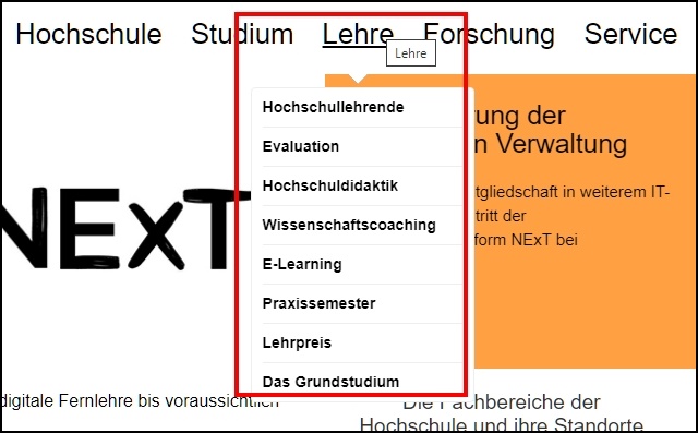 Bildausschnitt der HS Bund-Internetseite.