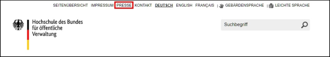 Bildausschnitt der HS Bund-Internetseite.