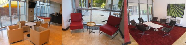 Fotocollage, bestehend aus drei Bildern mit verschiedenen Sitzecken. Fotocollage, bestehend aus drei Bildern mit verschiedenen Sitzecken.